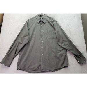 Calvin Klein Dress Shirt Men's XL Gray‎ 100% Cotton Pocket Collared Button Down